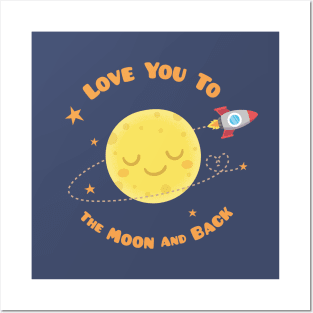 Cute Sleeping Moon, Love You To The Moon And Back Posters and Art